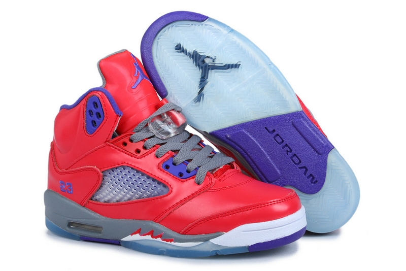 Air Jordan 5 Women Shoes Red/Gray Online